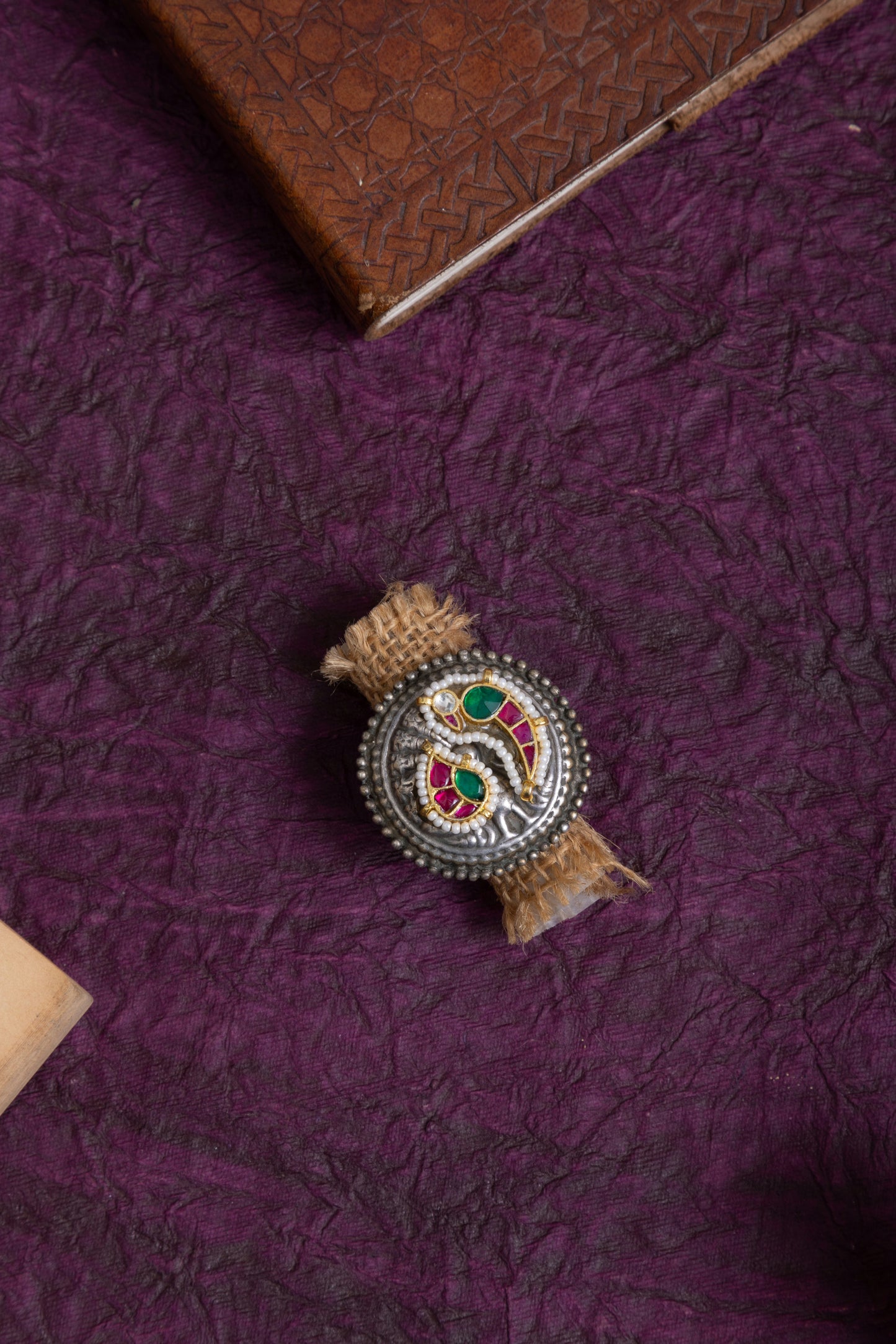 Rashmi pachi kundan silver ring