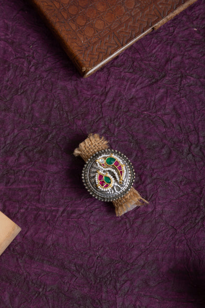 Rashmi pachi kundan silver ring