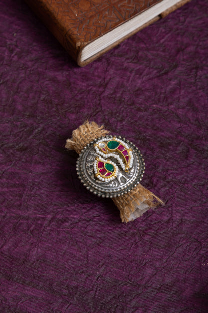 Rashmi pachi kundan silver ring