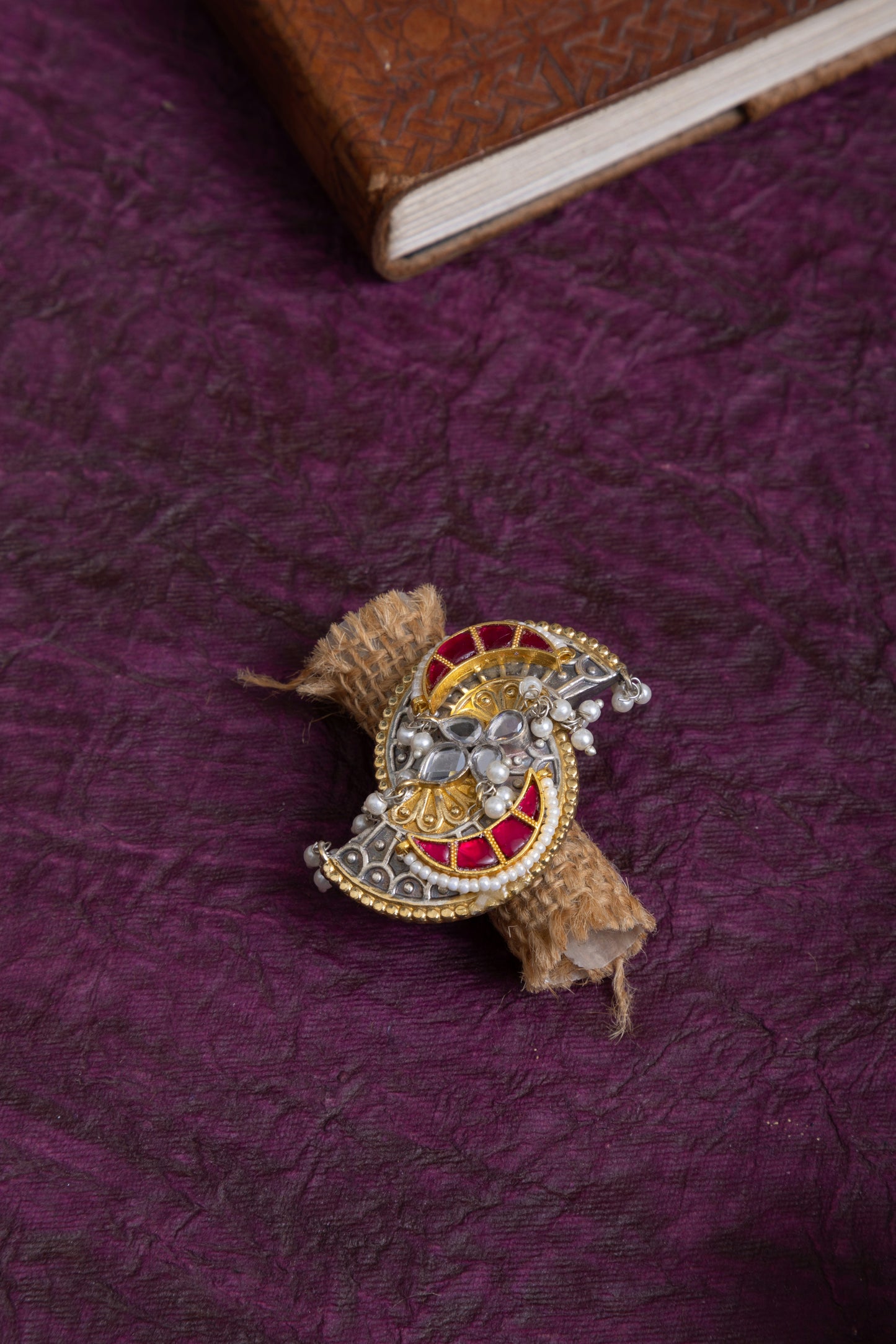 Kavya two tone pachi kundan ring
