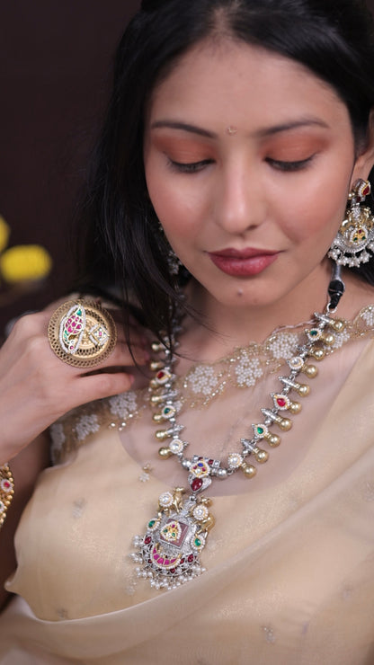 Cherry nandi pachi kundan necklace
