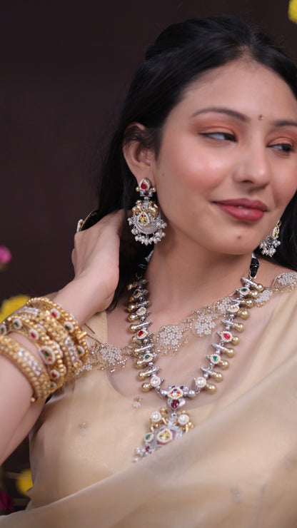 Cherry nandi pachi kundan necklace