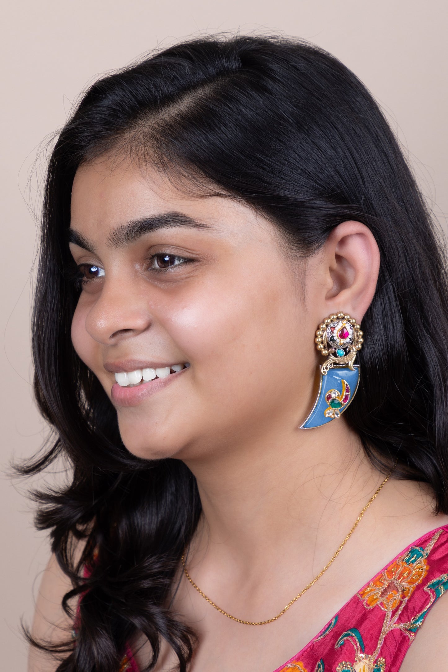 Topazia fusion kundan danglers