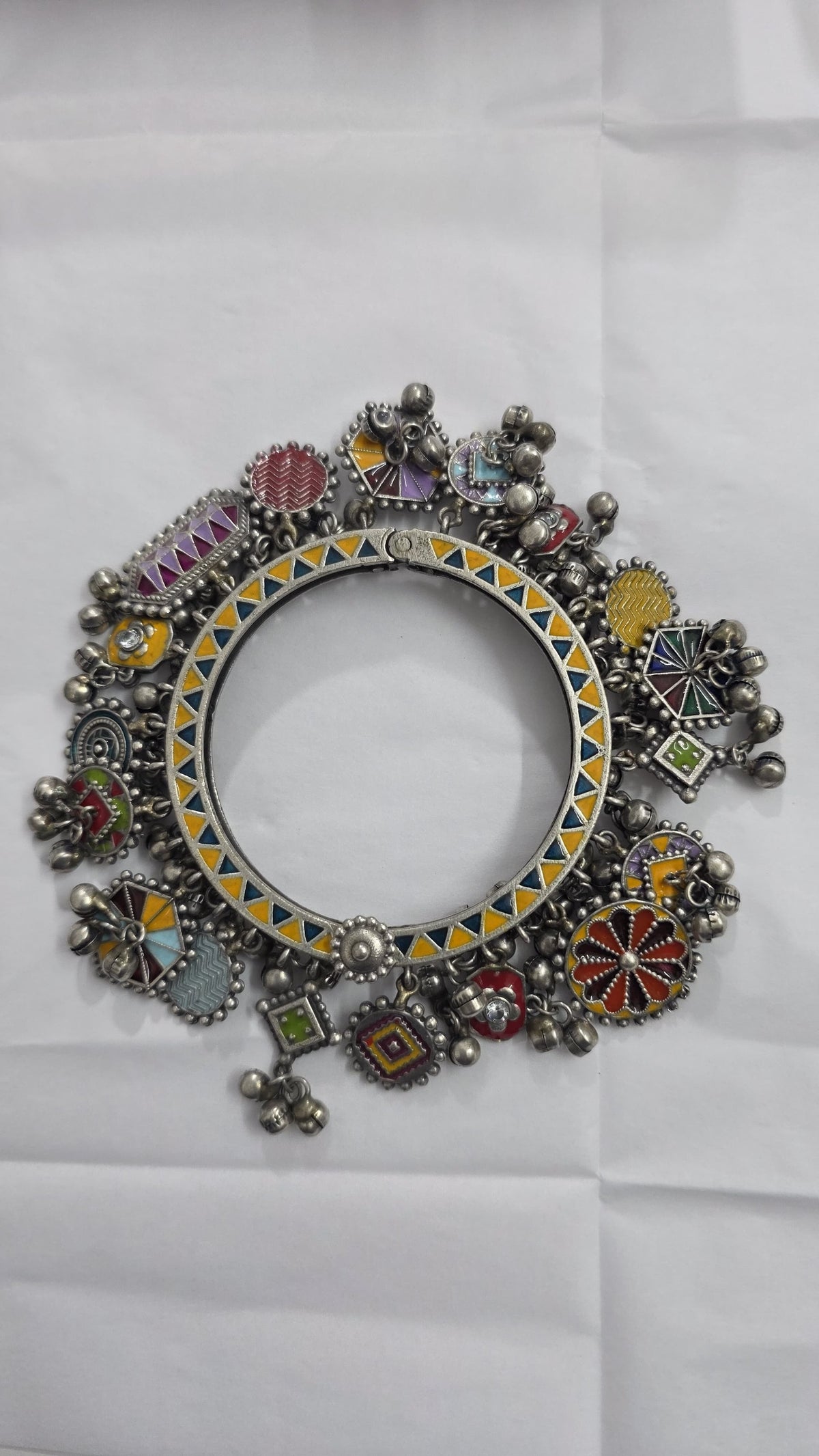 Komala silver lookalike german silver enamel bangle