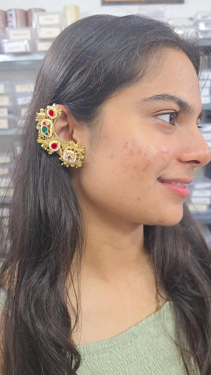 Janki pachi kundan gold earcuffs