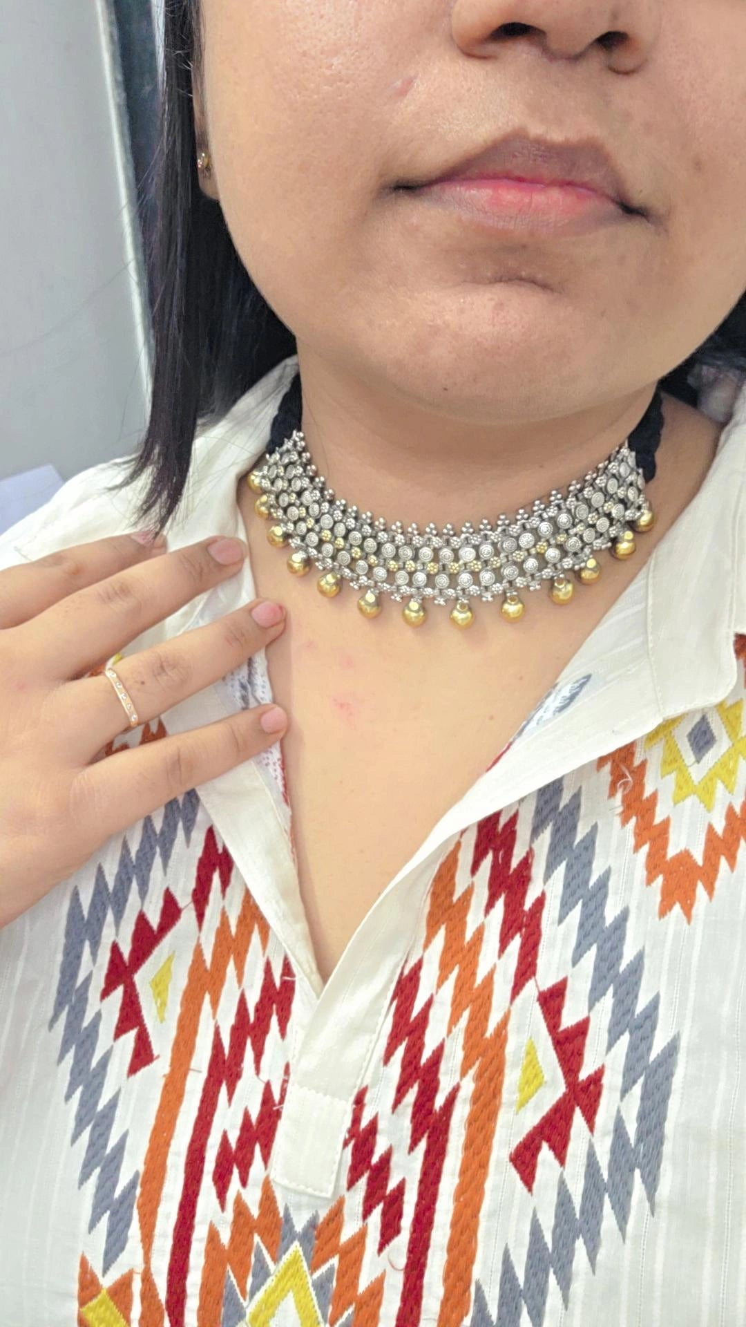 Vadhavo two tone Silver Lookalike kolhapuri choker