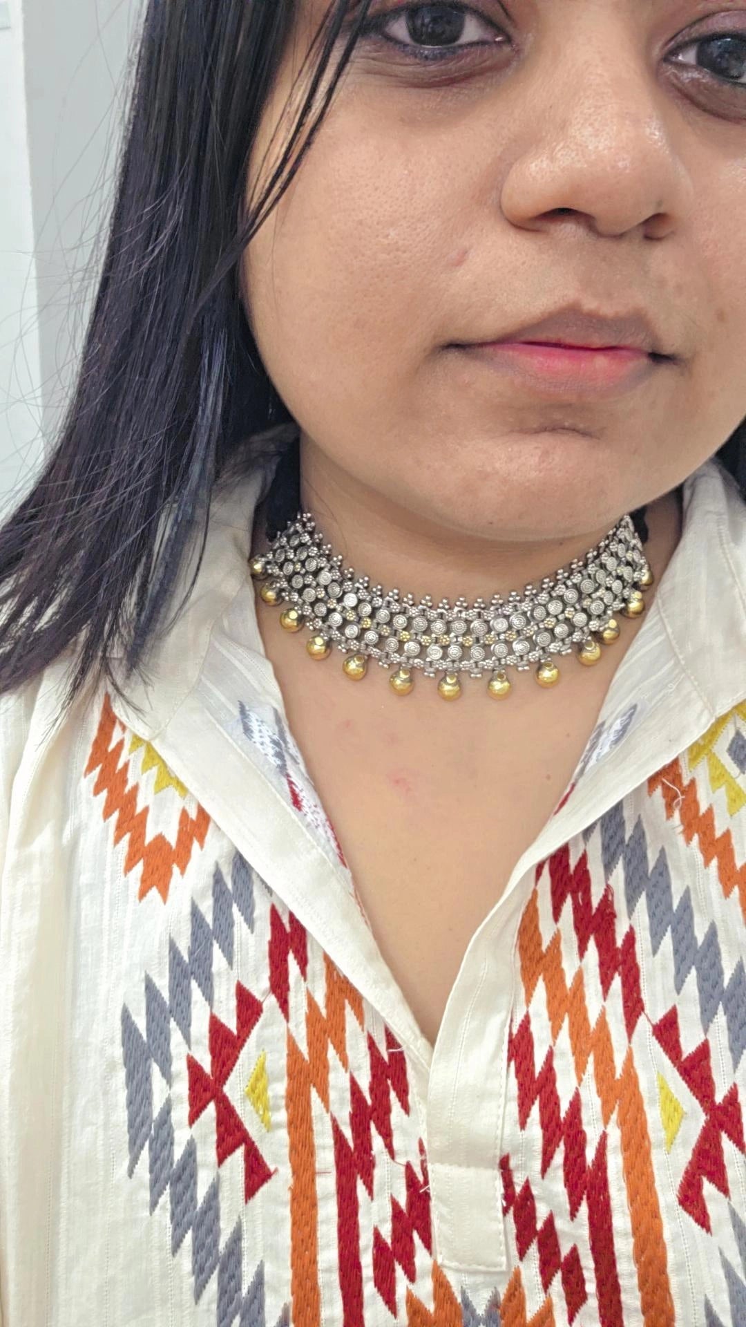 Vadhavo two tone Silver Lookalike kolhapuri choker