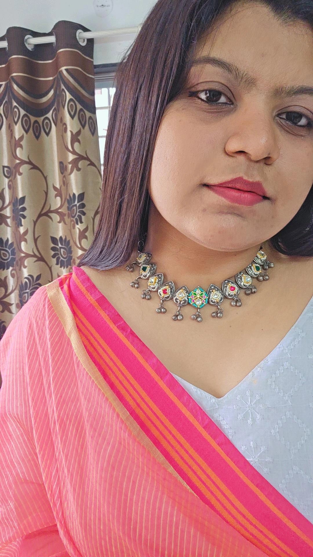 Pachi kundan rose petal choker