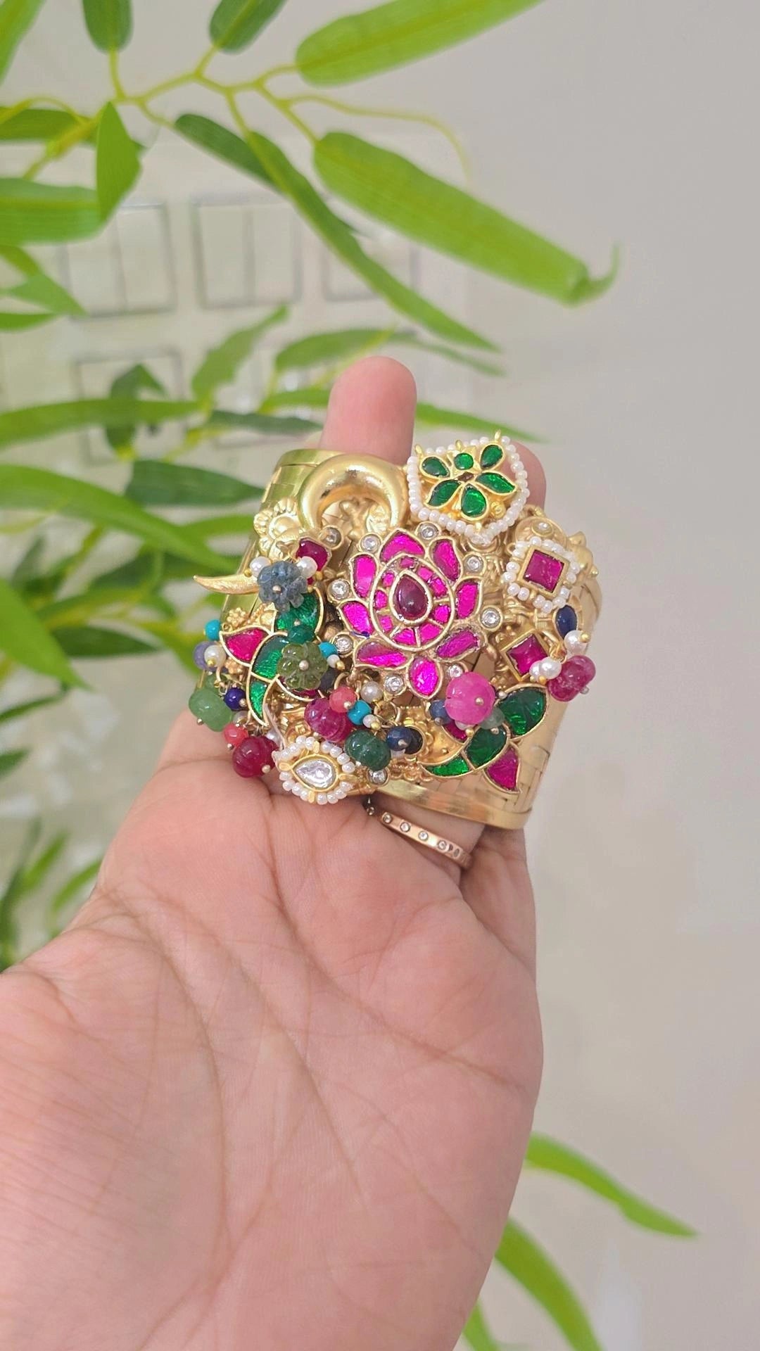 Morbagh handcrfated jadau kundan heritage handcuff