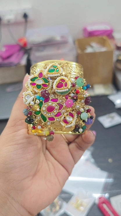 Morbagh handcrfated jadau kundan heritage handcuff
