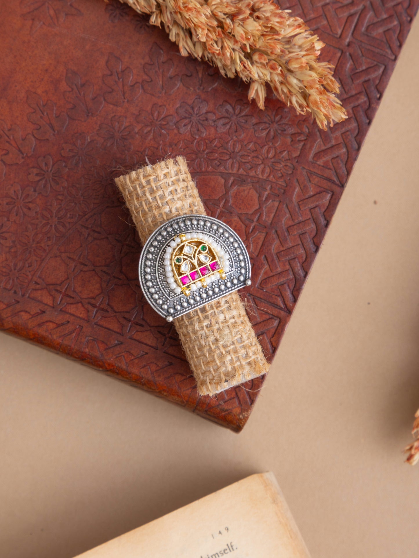 Half moon kundan ring