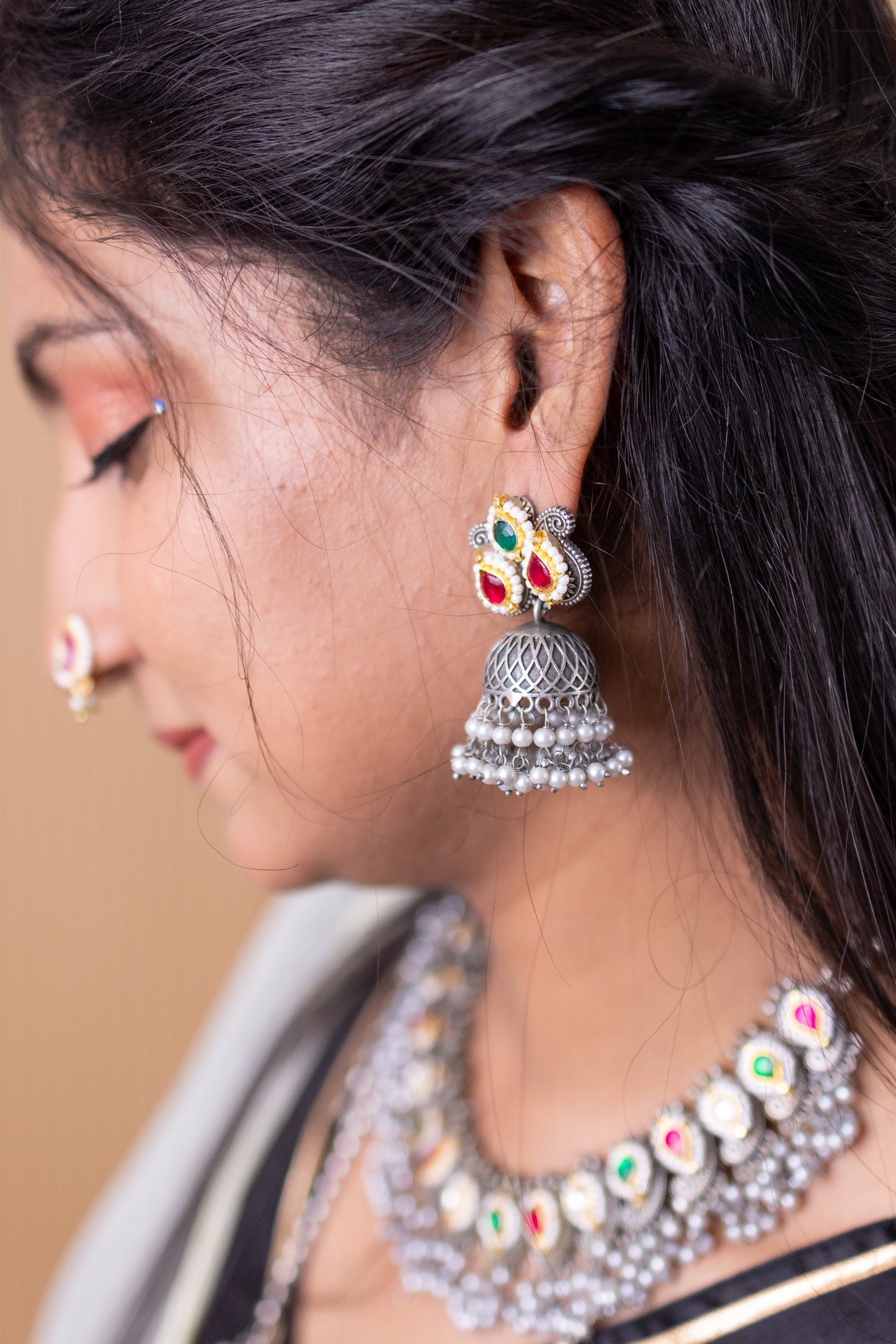 Aroha Silver pachi kundan choker