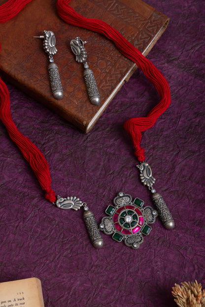 Raghav antique enamel painted thread necklace