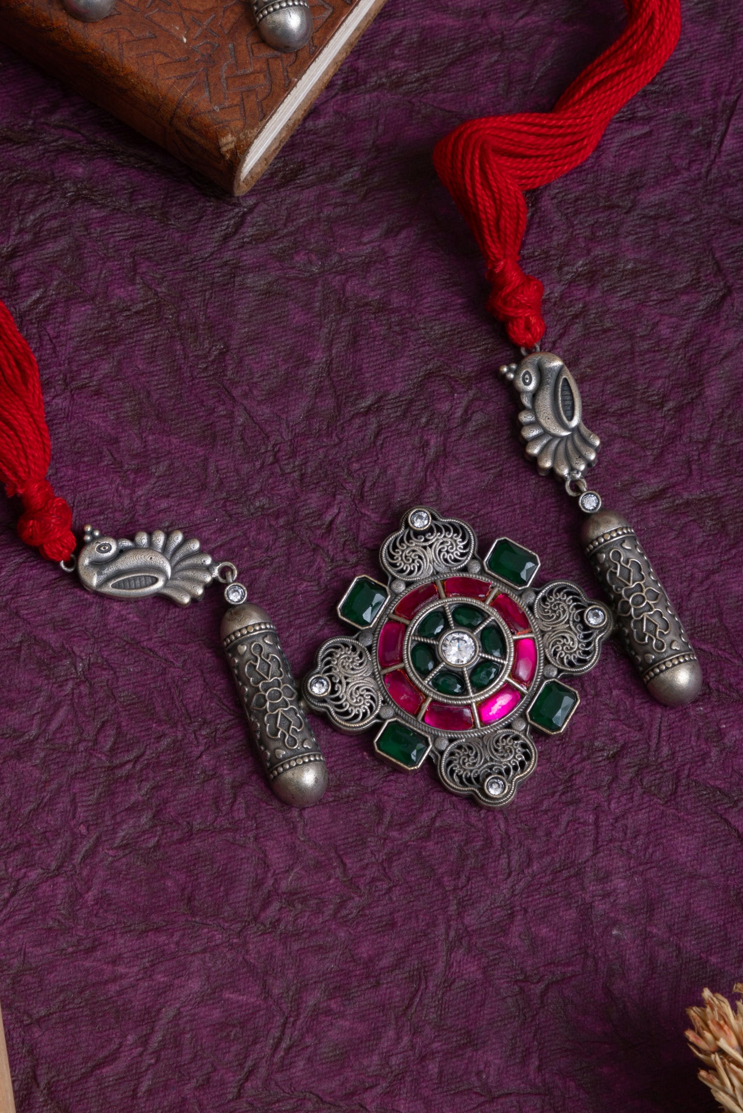 Raghav antique enamel painted thread necklace