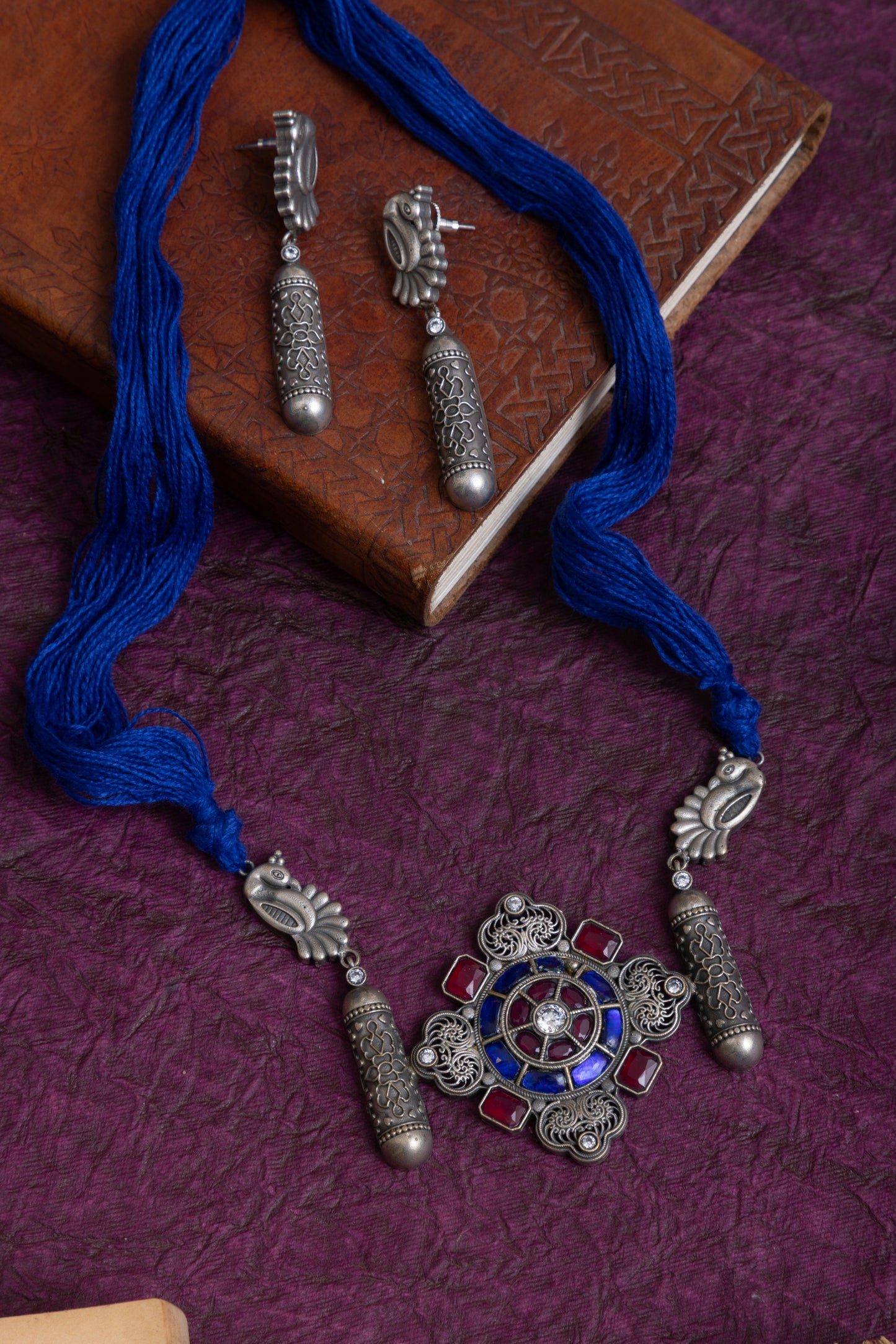 Raghav antique enamel painted thread necklace