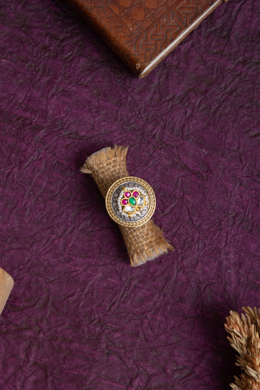 Sarda two tone pachi kundan ring