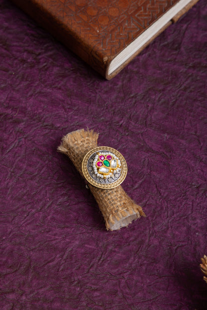 Sarda two tone pachi kundan ring