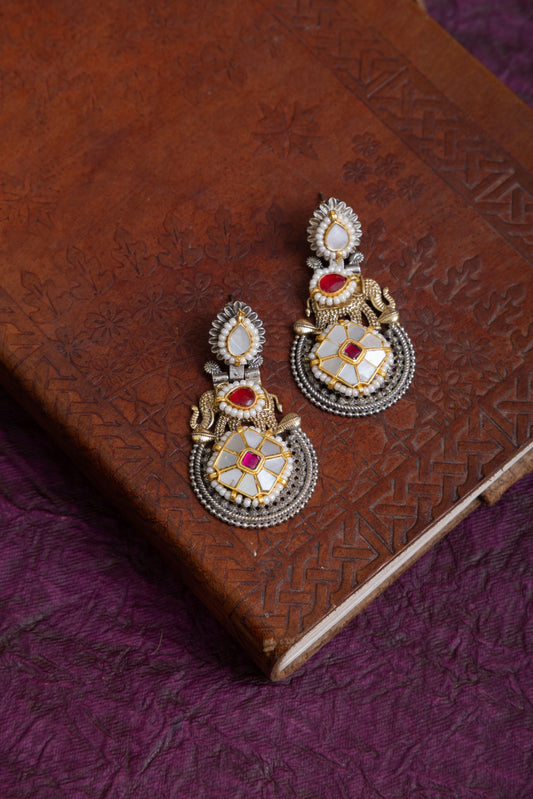 Shivika two tone fusion pachi kundan earrings