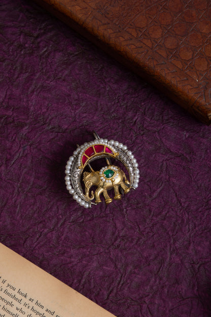 Nayna elephant pachi kundan hair pin