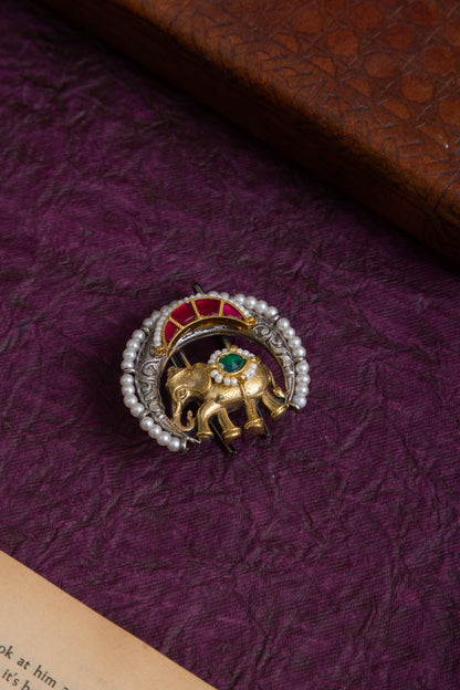 Nayna elephant pachi kundan hair pin