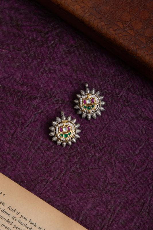 Raja antique silver pachi kundan bugadi