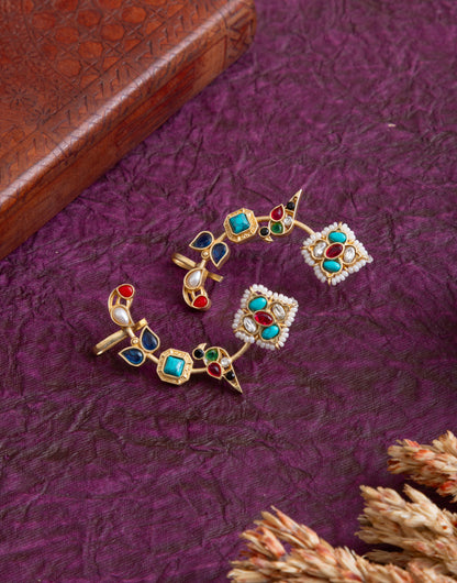 Dove Peacock gold earcuff