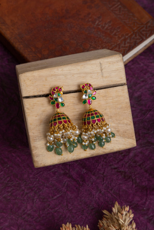 Manorama gold plated jadau kundan jhumka