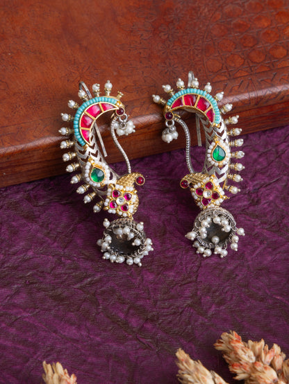 Aisha Peacock kundan earcuffs