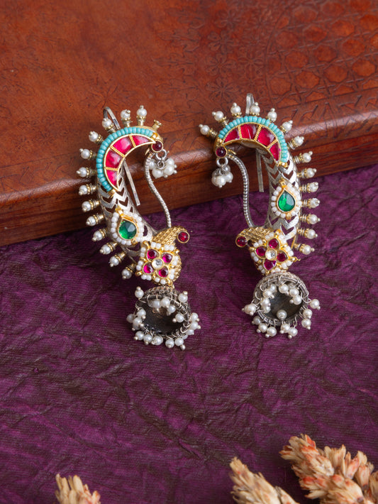 Aisha Peacock kundan earcuffs