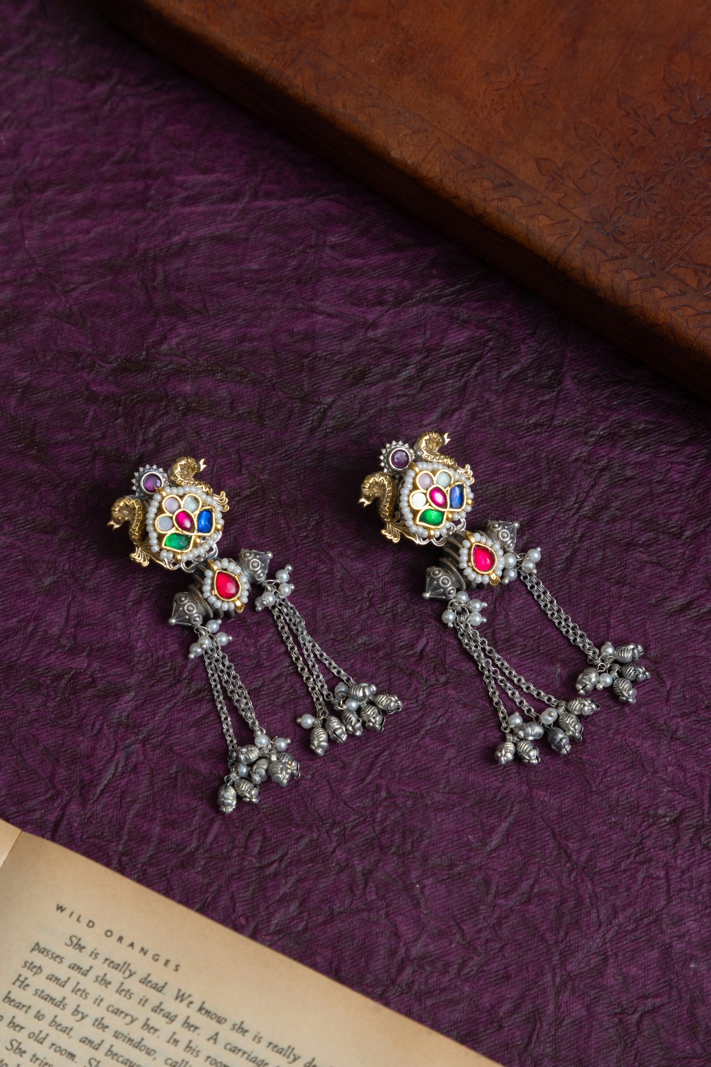 Talsa two tone fusion pachi kundan earrings
