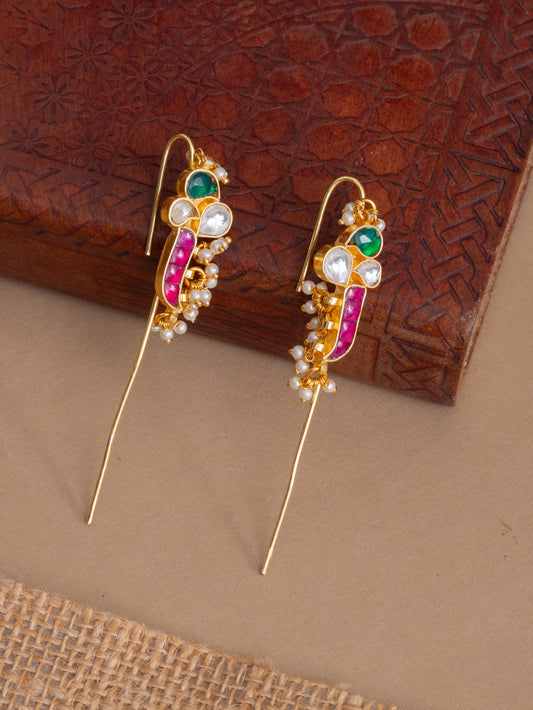 Kuhu needle kundan earcuffs