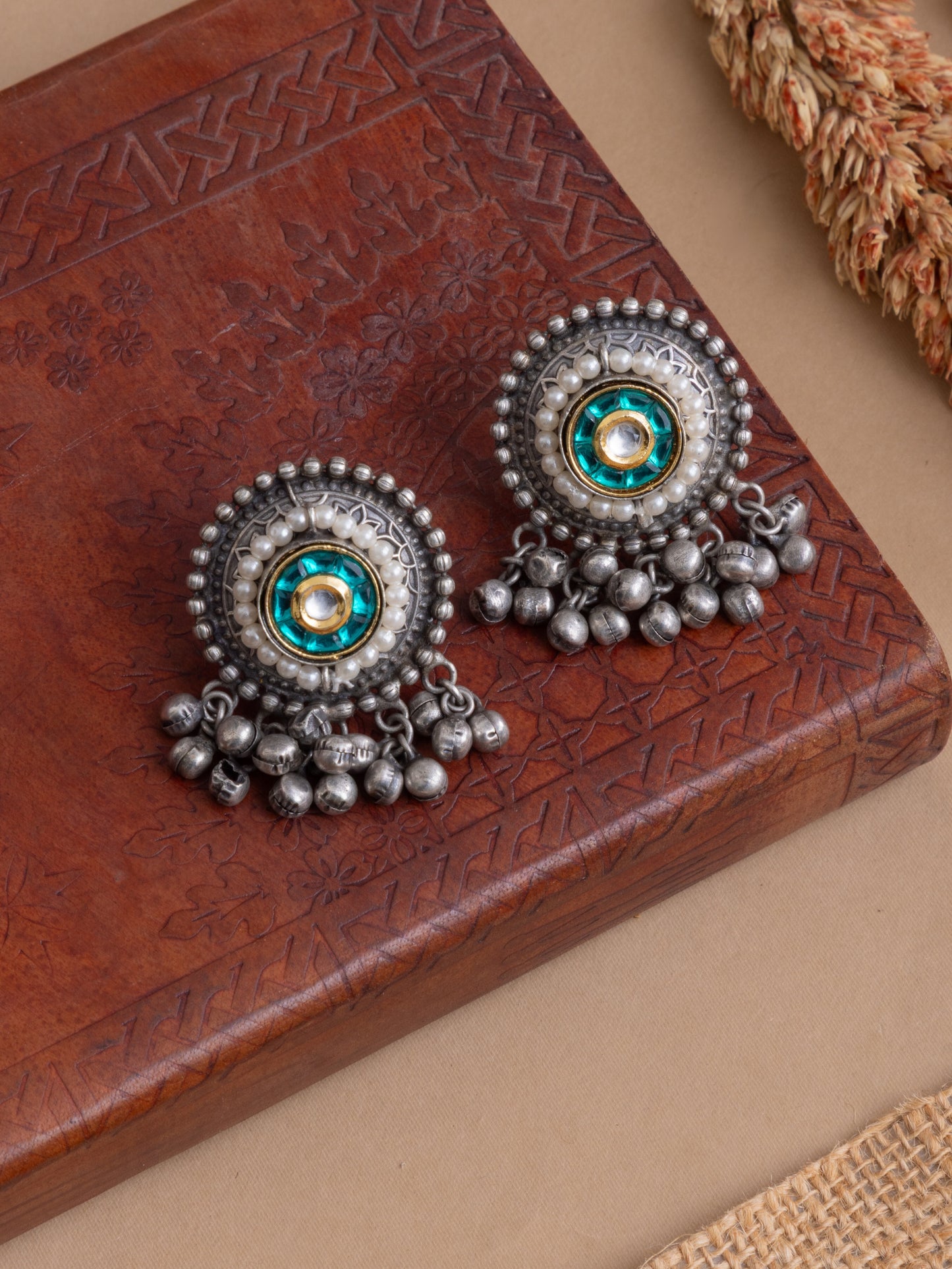Silver ghunghroo studs
