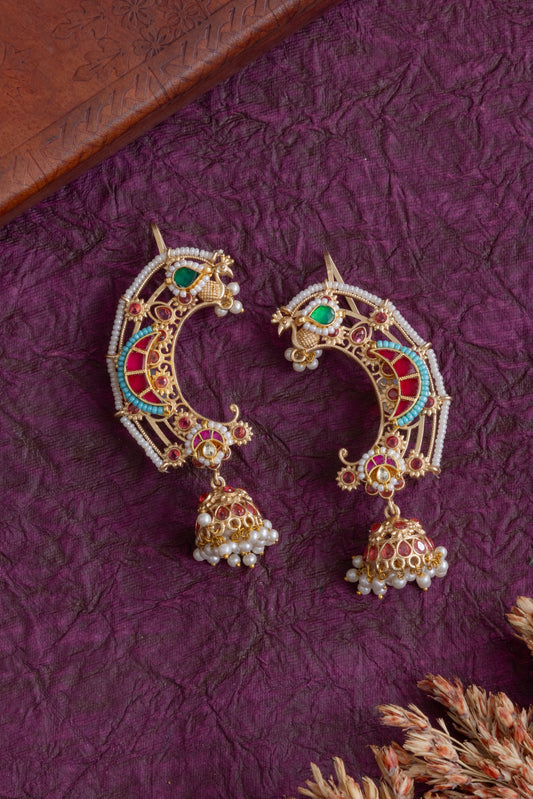 Gulmohar jhumki kundan earcuff