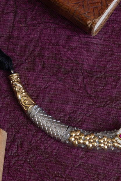 Hemant two tone pachi kundan hasli with earrings
