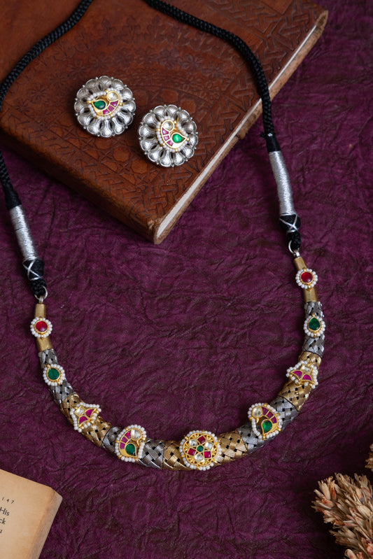 Smita two tone pachi kundan hasli