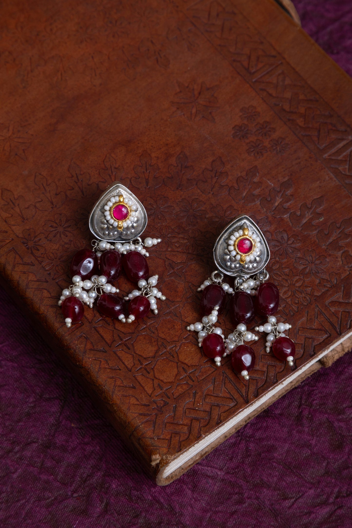Kala pachi kundan pearl choker with earrings