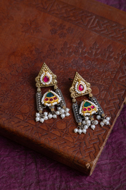Archi pachi kundan thread choker with earrings