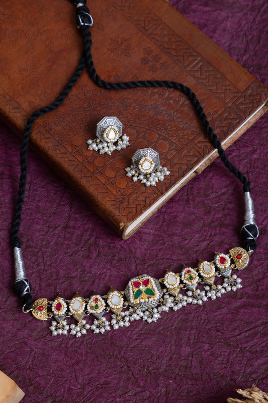 Koshy pachi kundan sleek choker with earrings
