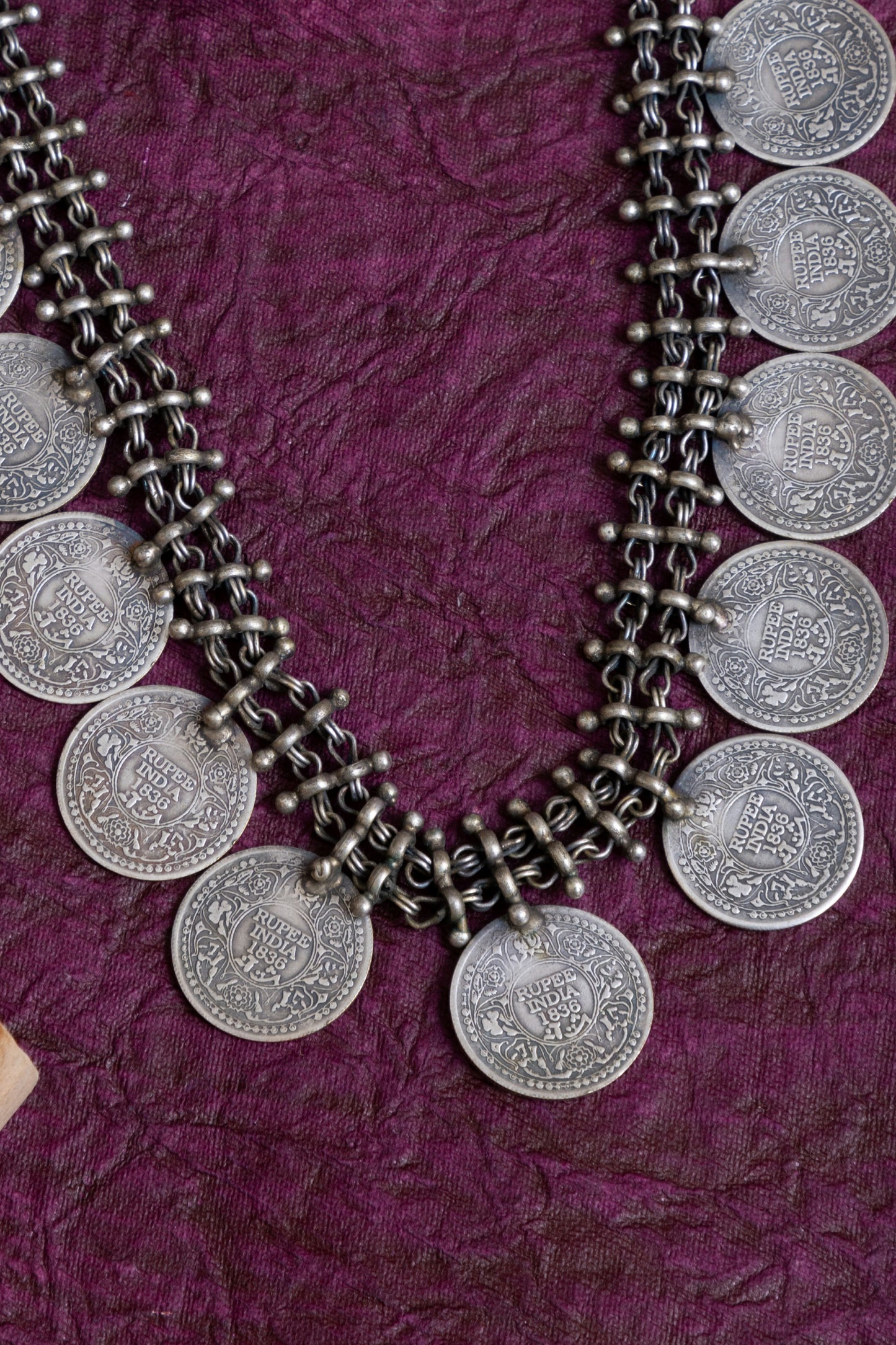 Indian rupee coin tribal antique necklace