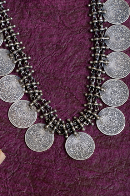 Indian rupee coin tribal antique necklace