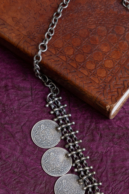 Indian rupee coin tribal antique necklace