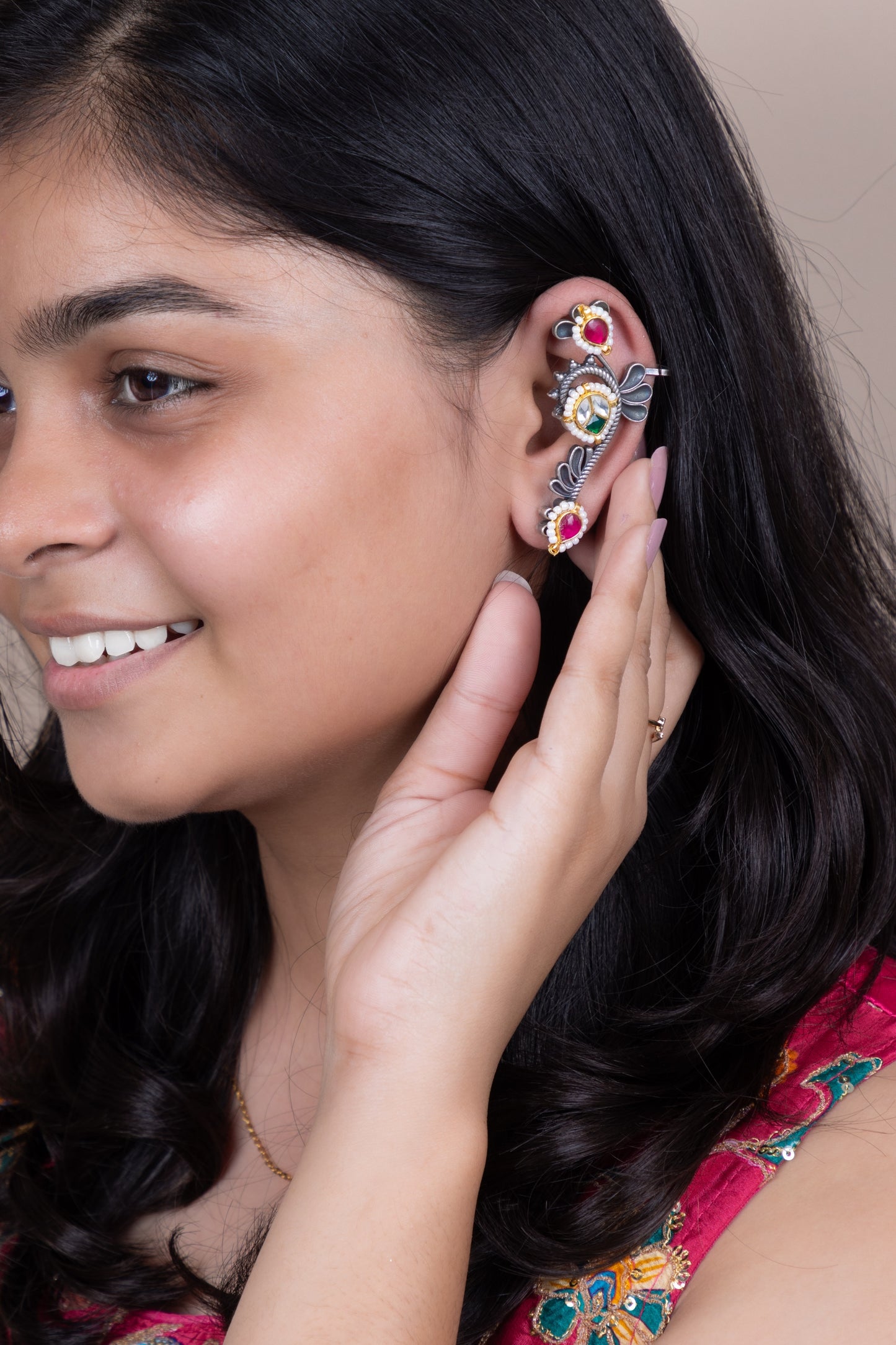 Heer fusion kundan earcuff