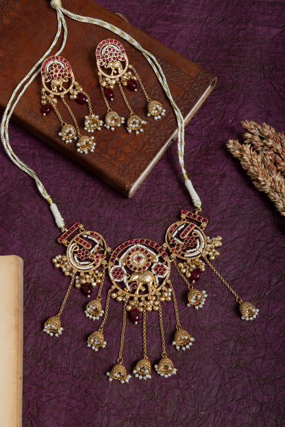 Premi elephant gold kashmiri choker