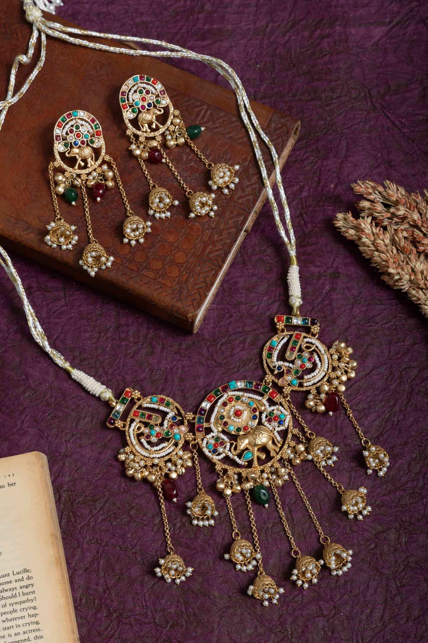 Premi elephant gold kashmiri choker