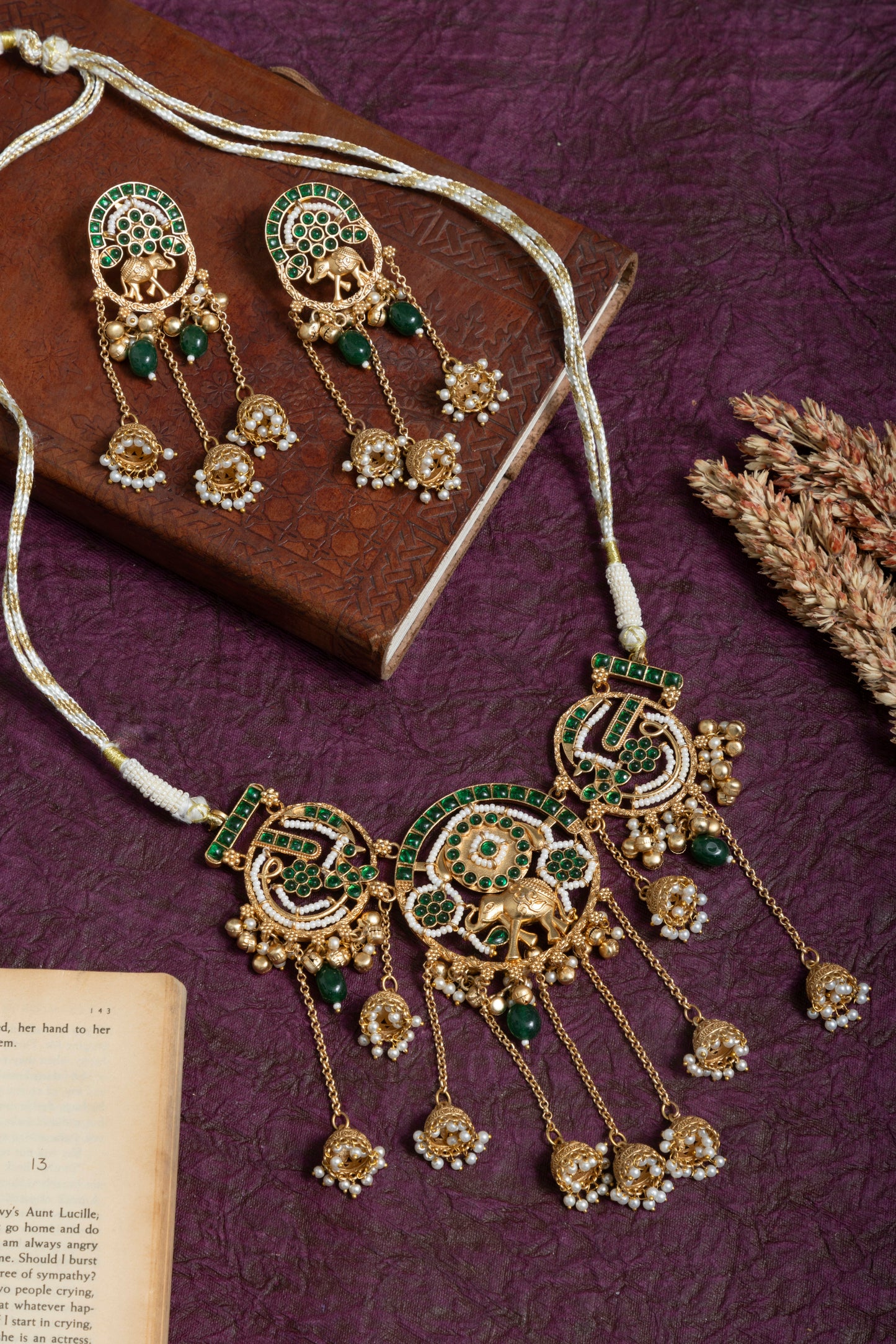 Premi elephant gold kashmiri choker