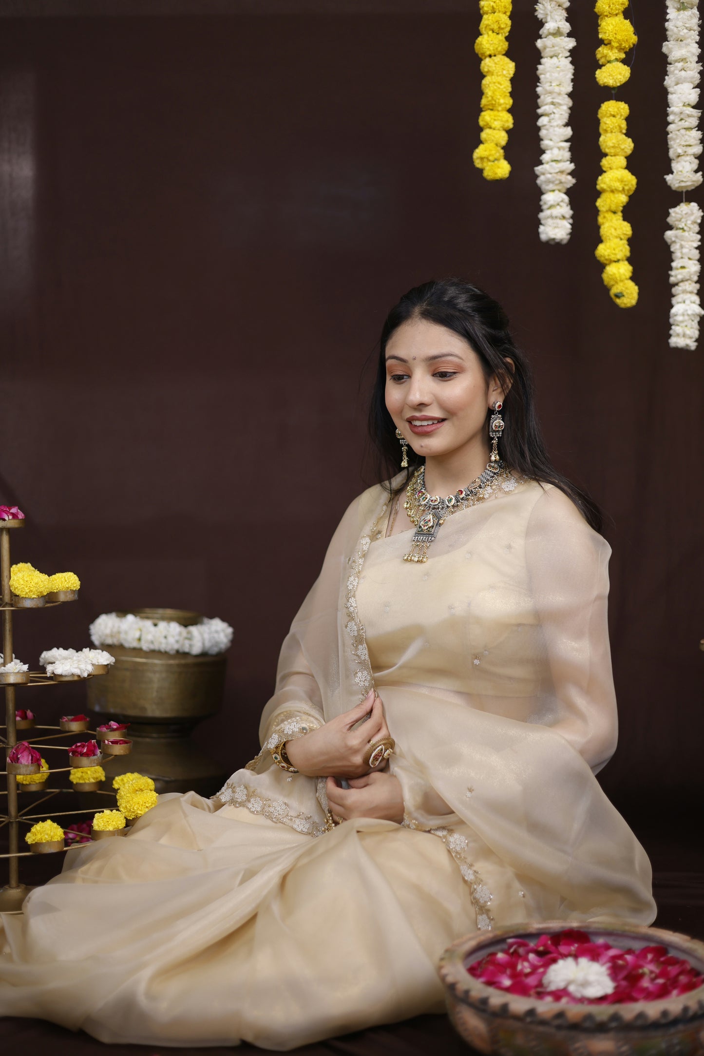 Lakshmi pachi kundan necklace