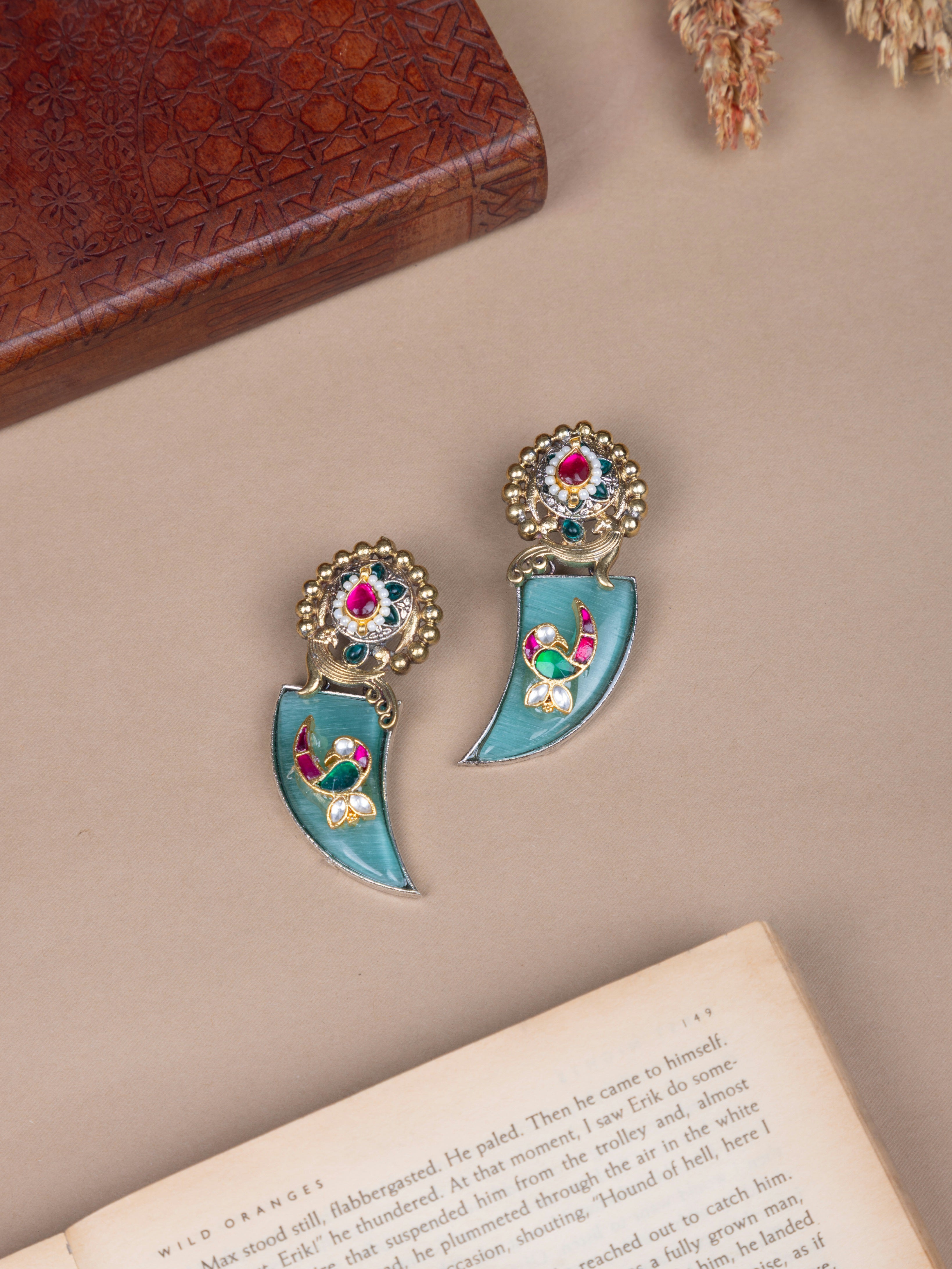 Topazia fusion kundan danglers – Nirelia