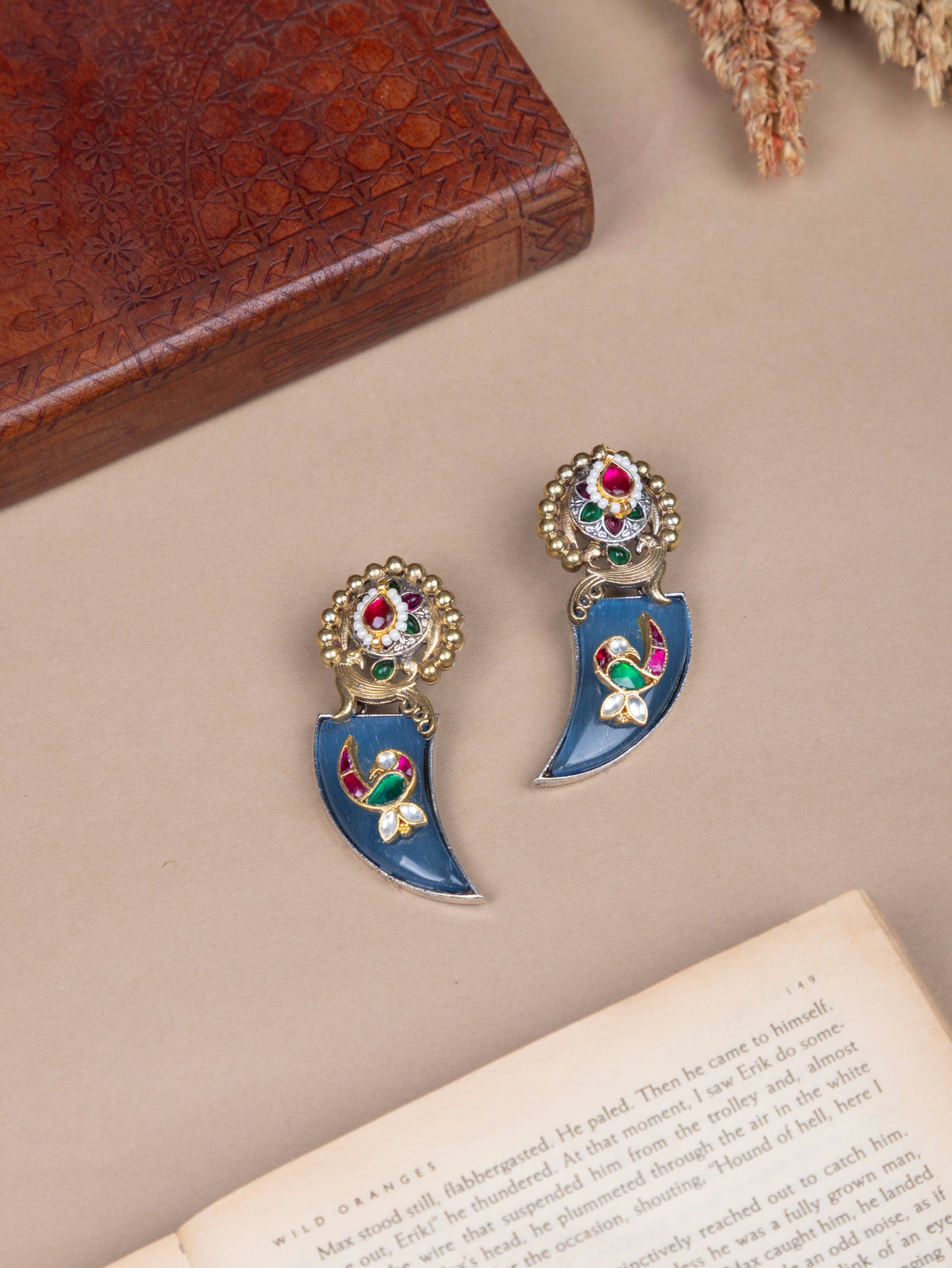 Topazia fusion kundan danglers