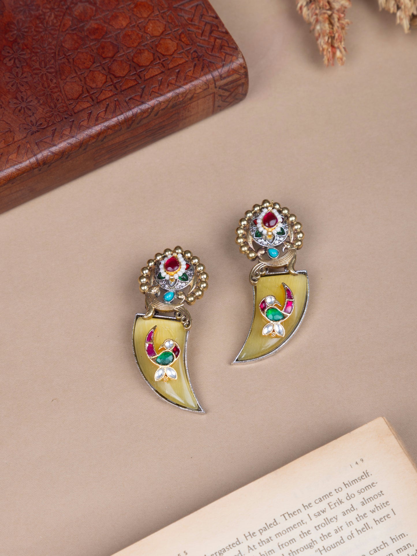 Topazia fusion kundan danglers