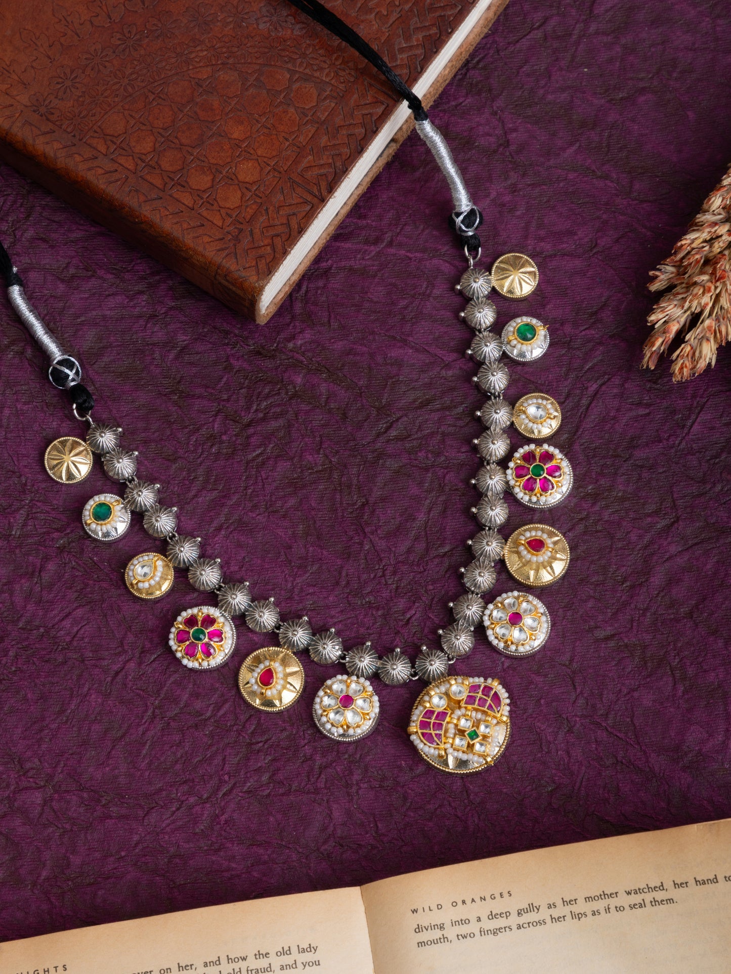 Mallika fusion pachi kundan necklace